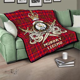 ScotsTee Shop Scottish Murray of Tulloch Modern Clan Crest Tartan Quilt The Golden Sword of Courageous Legacy Quilt