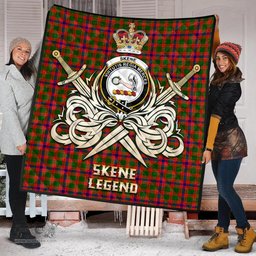 ScotsTee Shop Scottish Skene Modern Clan Crest Tartan Quilt The Golden Sword of Courageous Legacy Quilt