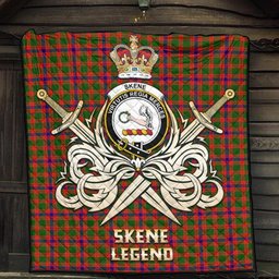 ScotsTee Shop Scottish Skene Modern Clan Crest Tartan Quilt The Golden Sword of Courageous Legacy Quilt