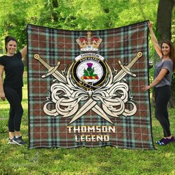 ScotsTee Shop Scottish Thomson Hunting Modern Clan Crest Tartan Quilt The Golden Sword of Courageous Legacy Quilt
