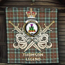 ScotsTee Shop Scottish Thomson Hunting Modern Clan Crest Tartan Quilt The Golden Sword of Courageous Legacy Quilt