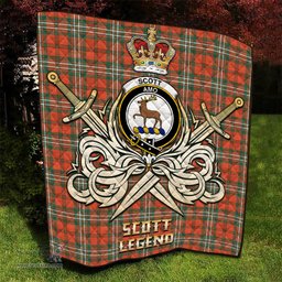ScotsTee Shop Scottish Scott Ancient Clan Crest Tartan Quilt The Golden Sword of Courageous Legacy Quilt