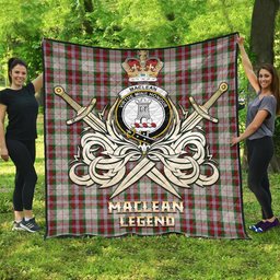 ScotsTee Shop Scottish MacLean Dress Clan Crest Tartan Quilt The Golden Sword of Courageous Legacy Quilt