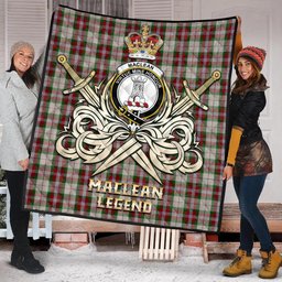 ScotsTee Shop Scottish MacLean Dress Clan Crest Tartan Quilt The Golden Sword of Courageous Legacy Quilt