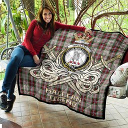 ScotsTee Shop Scottish MacLean Dress Clan Crest Tartan Quilt The Golden Sword of Courageous Legacy Quilt