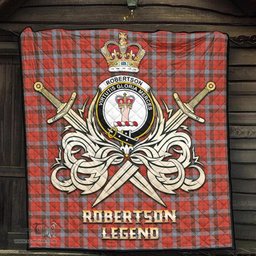 ScotsTee Shop Scottish Robertson Weathered Clan Crest Tartan Quilt The Golden Sword of Courageous Legacy Quilt