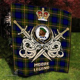 ScotsTee Shop Scottish Moore Clan Crest Tartan Quilt The Golden Sword of Courageous Legacy Quilt