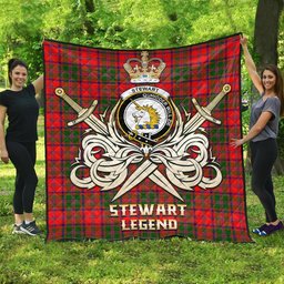 ScotsTee Shop Scottish Stewart of Appin Modern Clan Crest Tartan Quilt The Golden Sword of Courageous Legacy Quilt