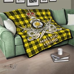 ScotsTee Shop Scottish MacLeod of Lewis Modern Clan Crest Tartan Quilt The Golden Sword of Courageous Legacy Quilt
