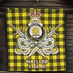 ScotsTee Shop Scottish MacLeod of Lewis Modern Clan Crest Tartan Quilt The Golden Sword of Courageous Legacy Quilt