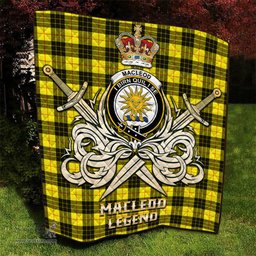 ScotsTee Shop Scottish MacLeod of Lewis Modern Clan Crest Tartan Quilt The Golden Sword of Courageous Legacy Quilt