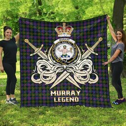 ScotsTee Shop Scottish Murray of Atholl Modern Clan Crest Tartan Quilt The Golden Sword of Courageous Legacy Quilt