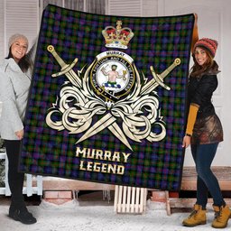 ScotsTee Shop Scottish Murray of Atholl Modern Clan Crest Tartan Quilt The Golden Sword of Courageous Legacy Quilt