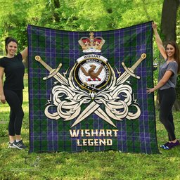 ScotsTee Shop Scottish Wishart Hunting Clan Crest Tartan Quilt The Golden Sword of Courageous Legacy Quilt