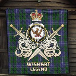 ScotsTee Shop Scottish Wishart Hunting Clan Crest Tartan Quilt The Golden Sword of Courageous Legacy Quilt