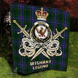 ScotsTee Shop Scottish Wishart Hunting Clan Crest Tartan Quilt The Golden Sword of Courageous Legacy Quilt