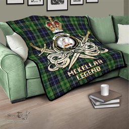 ScotsTee Shop Scottish McKellar Clan Crest Tartan Quilt The Golden Sword of Courageous Legacy Quilt