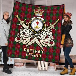 ScotsTee Shop Scottish Rattray Clan Crest Tartan Quilt The Golden Sword of Courageous Legacy Quilt