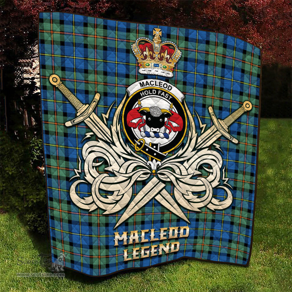 ScotsTee Shop Scottish MacLeod of Harris Ancient Clan Crest Tartan Quilt The Golden Sword of Courageous Legacy Quilt