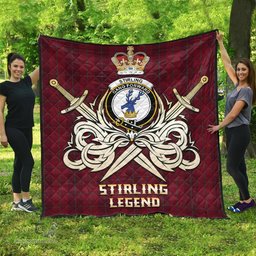 ScotsTee Shop Scottish Stirling of Keir Clan Crest Tartan Quilt The Golden Sword of Courageous Legacy Quilt