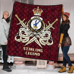 ScotsTee Shop Scottish Stirling of Keir Clan Crest Tartan Quilt The Golden Sword of Courageous Legacy Quilt