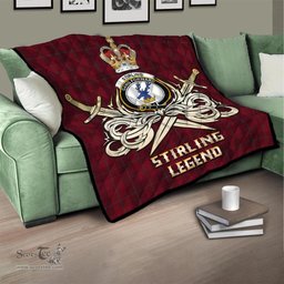 ScotsTee Shop Scottish Stirling of Keir Clan Crest Tartan Quilt The Golden Sword of Courageous Legacy Quilt