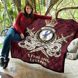 ScotsTee Shop Scottish Stirling of Keir Clan Crest Tartan Quilt The Golden Sword of Courageous Legacy Quilt