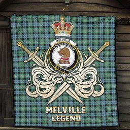 ScotsTee Shop Scottish Melville Ancient Clan Crest Tartan Quilt The Golden Sword of Courageous Legacy Quilt