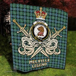 ScotsTee Shop Scottish Melville Ancient Clan Crest Tartan Quilt The Golden Sword of Courageous Legacy Quilt