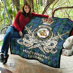 ScotsTee Shop Scottish MacThomas Clan Crest Tartan Quilt The Golden Sword of Courageous Legacy Quilt