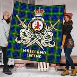 ScotsTee Shop Scottish Maitland Clan Crest Tartan Quilt The Golden Sword of Courageous Legacy Quilt