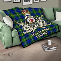 ScotsTee Shop Scottish Maitland Clan Crest Tartan Quilt The Golden Sword of Courageous Legacy Quilt