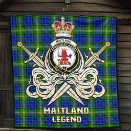 ScotsTee Shop Scottish Maitland Clan Crest Tartan Quilt The Golden Sword of Courageous Legacy Quilt