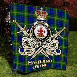 ScotsTee Shop Scottish Maitland Clan Crest Tartan Quilt The Golden Sword of Courageous Legacy Quilt