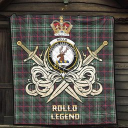 ScotsTee Shop Scottish Rollo Hunting Clan Crest Tartan Quilt The Golden Sword of Courageous Legacy Quilt