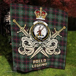 ScotsTee Shop Scottish Rollo Hunting Clan Crest Tartan Quilt The Golden Sword of Courageous Legacy Quilt