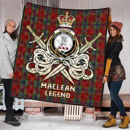 ScotsTee Shop Scottish MacLean of Duart Clan Crest Tartan Quilt The Golden Sword of Courageous Legacy Quilt
