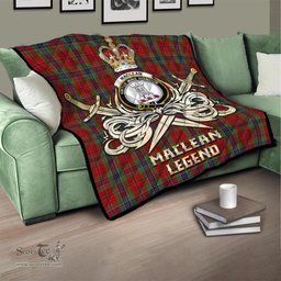 ScotsTee Shop Scottish MacLean of Duart Clan Crest Tartan Quilt The Golden Sword of Courageous Legacy Quilt