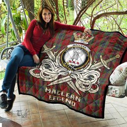 ScotsTee Shop Scottish MacLean of Duart Clan Crest Tartan Quilt The Golden Sword of Courageous Legacy Quilt