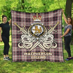 ScotsTee Shop Scottish MacPherson Hunting Ancient Clan Crest Tartan Quilt The Golden Sword of Courageous Legacy Quilt