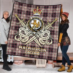 ScotsTee Shop Scottish MacPherson Hunting Ancient Clan Crest Tartan Quilt The Golden Sword of Courageous Legacy Quilt