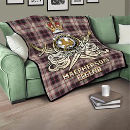 ScotsTee Shop Scottish MacPherson Hunting Ancient Clan Crest Tartan Quilt The Golden Sword of Courageous Legacy Quilt