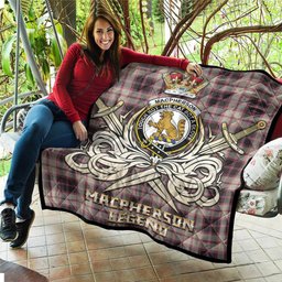 ScotsTee Shop Scottish MacPherson Hunting Ancient Clan Crest Tartan Quilt The Golden Sword of Courageous Legacy Quilt