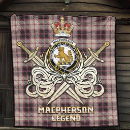 ScotsTee Shop Scottish MacPherson Hunting Ancient Clan Crest Tartan Quilt The Golden Sword of Courageous Legacy Quilt