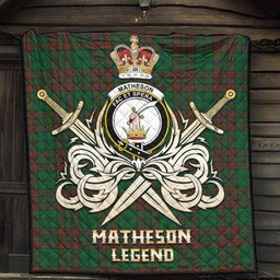 ScotsTee Shop Scottish Matheson Hunting Highland Clan Crest Tartan Quilt The Golden Sword of Courageous Legacy Quilt
