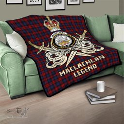 ScotsTee Shop Scottish MacLachlan Clan Crest Tartan Quilt The Golden Sword of Courageous Legacy Quilt