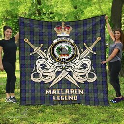 ScotsTee Shop Scottish MacLaren Clan Crest Tartan Quilt The Golden Sword of Courageous Legacy Quilt