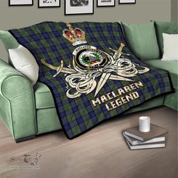 ScotsTee Shop Scottish MacLaren Clan Crest Tartan Quilt The Golden Sword of Courageous Legacy Quilt