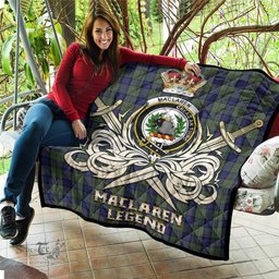 ScotsTee Shop Scottish MacLaren Clan Crest Tartan Quilt The Golden Sword of Courageous Legacy Quilt
