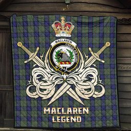 ScotsTee Shop Scottish MacLaren Clan Crest Tartan Quilt The Golden Sword of Courageous Legacy Quilt